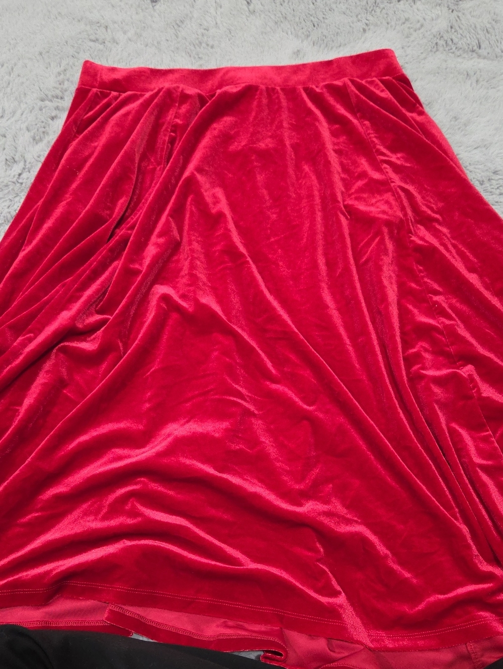 Torrid Red Velvet A-Line Midi Skirt With Pockets